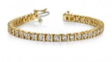 14K YELLOW GOLD 2 CTW G-H SI2/SI3 CLASSIC DIAMOND LINK PRONG SET TENNIS BRACELET