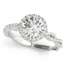 CERTIFIED 14KT WHITE GOLD 1.32 CTW J-K/VS-SI1 DIAMOND HALO ENGAGEMENT RING