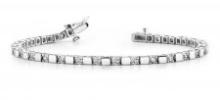 14K WHITE GOLD 1 CTW G-H SI2/SI3 ALTERNATING DIAMOND BLOCK HARMONY TENNIS BRACELET