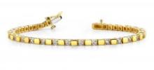 14KT YELLOW GOLD 1 CTW G-H VS2/SI1 ALTERNATING DIAMOND BLOCK HARMONY TENNIS BRACELET