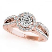 CERTIFIED 18K ROSE GOLD .85 CTW J-K/VS-SI1 DIAMOND HALO ENGAGEMENT RING