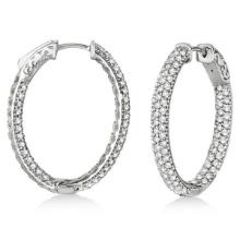 Pave-Set Inside-Outside Diamond Hoop Earrings 14k White Gold 2.75ctw