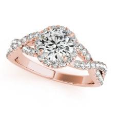 CERTIFIED 18K ROSE GOLD 1.27 CTW J-K/VS-SI1 DIAMOND HALO ENGAGEMENT RING