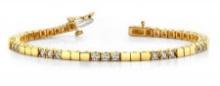 14KT YELLOW GOLD 1 CTW G-H VS2/SI1 CLASSIC DIAMOND BLOCK HARMONY TENNIS BRACELET