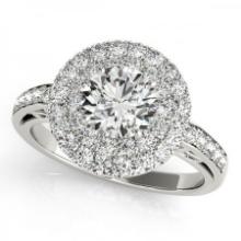 CERTIFIED PLATINUM 1.53 CTW J-K/VS-SI1 DIAMOND HALO ENGAGEMENT RING