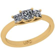 1.00 Ctw SI2/I1 Gia Certified Center Diamond 14K Yellow Gold three Stone Ring