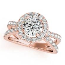 CERTIFIED 18K ROSE GOLD 1.38 CTW J-K/VS-SI1 DIAMOND HALO ENGAGEMENT RING