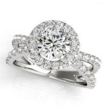 CERTIFIED PLATINUM 1.38 CTW J-K/VS-SI1 DIAMOND HALO ENGAGEMENT RING