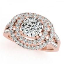 CERTIFIED 18K ROSE GOLD 1.55 CTW J-K/VS-SI1 DIAMOND HALO ENGAGEMENT RING