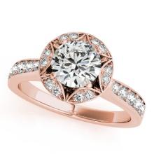 CERTIFIED 18K ROSE GOLD 1.30 CTW J-K/VS-SI1 DIAMOND HALO ENGAGEMENT RING