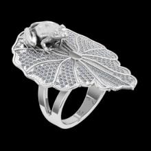 1.16 Ctw SI2//I1 Diamond 14 K White Gold Frog Ring