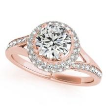 CERTIFIED 18K ROSE GOLD 0.97 CTW J-K/VS-SI1 DIAMOND HALO ENGAGEMENT RING