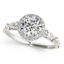 CERTIFIED PLATINUM 1.56 CTW J-K/VS-SI1 DIAMOND HALO ENGAGEMENT RING