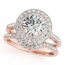 CERTIFIED 14KT ROSE GOLD 1.24 CTW J-K/VS-SI1 DIAMOND HALO BRIDAL SET