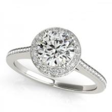 CERTIFIED PLATINUM 1.39 CTW J-K/VS-SI1 DIAMOND HALO ENGAGEMENT RING