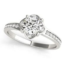 CERTIFIED 14KT WHITE GOLD 0.57 CTW J-K/VS-SI1 DIAMOND HALO ENGAGEMENT RING