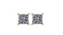 Certified 1.01 CTW Princess Diamond Stud Earrings D/SI1