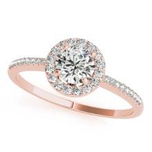 CERTIFIED 18K ROSE GOLD 1.10 CTW J-K/VS-SI1 DIAMOND HALO ENGAGEMENT RING