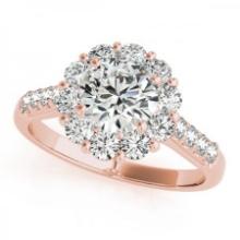 CERTIFIED 18K ROSE GOLD 2.12 CTW J-K/VS-SI1 DIAMOND HALO ENGAGEMENT RING