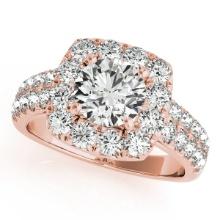 CERTIFIED 18K ROSE GOLD 1.48 CTW J-K/VS-SI1 DIAMOND HALO ENGAGEMENT RING