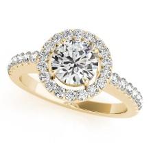 CERTIFIED 18K YELLOW GOLD 1.03 CTW J-K/VS-SI1 DIAMOND HALO ENGAGEMENT RING