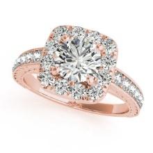 CERTIFIED 18K ROSE GOLD 1.43 CTW J-K/VS-SI1 DIAMOND HALO ENGAGEMENT RING