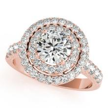 CERTIFIED 18K ROSE GOLD 2.32 CTW J-K/VS-SI1 DIAMOND HALO ENGAGEMENT RING