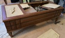 Vintage desk with old turntables