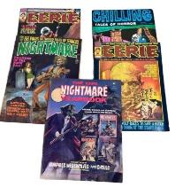 5 Vintage Magazines-1974 Nightmare yearbook, Eerie 53&55, Nightmare 1971, & Chilling Tales of Ter...