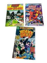 3- DC Comics, Superboy and Legion of Super-Heroes nos. 200 and 248, & Justice Society no. 71