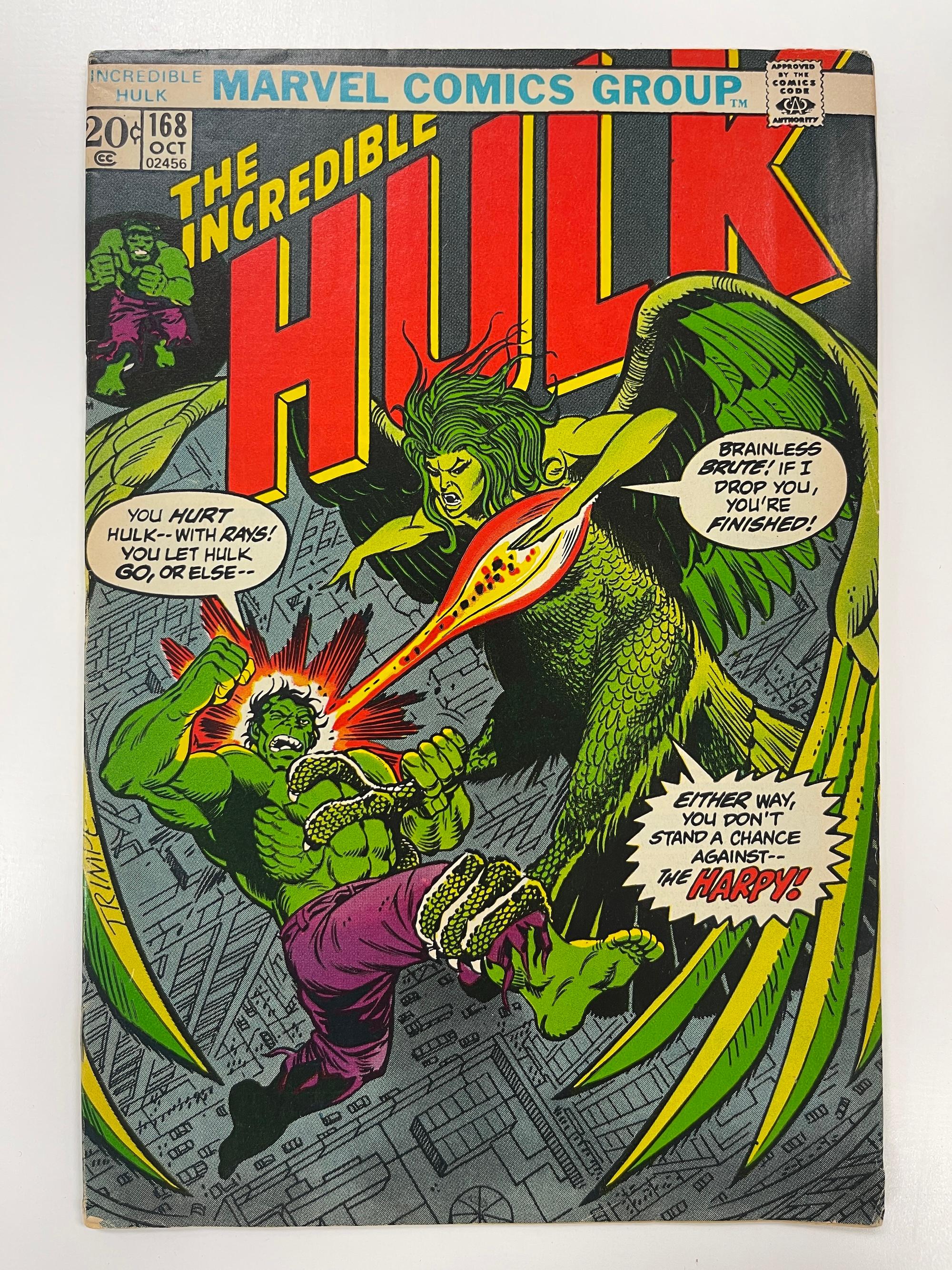 Incredible Hulk #168 MARVEL 1st app Harpy Herb Trimpe Art vintage 1973