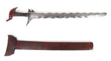 Mindanao Moro 19-Wave Kris Sword w/ Scabbard