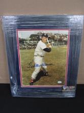 FRAMED TED WILLIAMS SIGNED 8X10 PHOTO COA