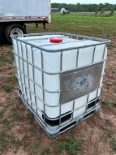 350 GALLON POLY TOTE IN METAL BASKET...