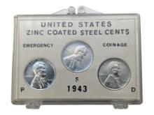 1943 US Zinc Coated Steel cents