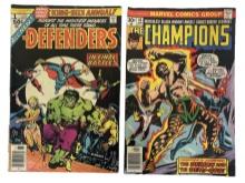 Rare Vintage Marvelâ€™s The Champions and The Defenders Comic Books
