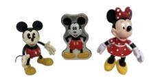 Lot of 3 | Vintage Mickey and Minnie Mouse Toys and Metal Tin