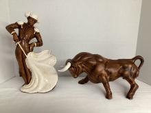 Vintage Treasure Craft Spanish Matador and Fighting Bull