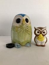 Ceramic Owl Bank and Figure