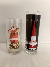 Coca-Cola Santa Claus Glass and Vintage Libbey Santa Glass