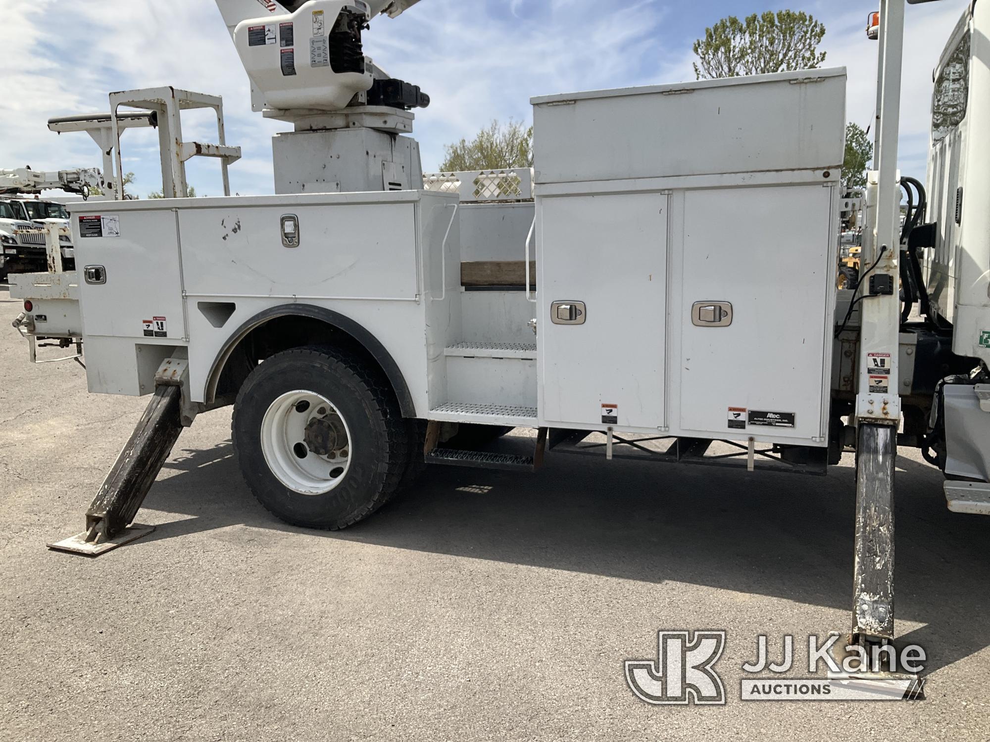 (Kansas City, MO) Altec AA55-MH, Over-Center Material Handling Bucket Truck rear mounted on 2014 Fre