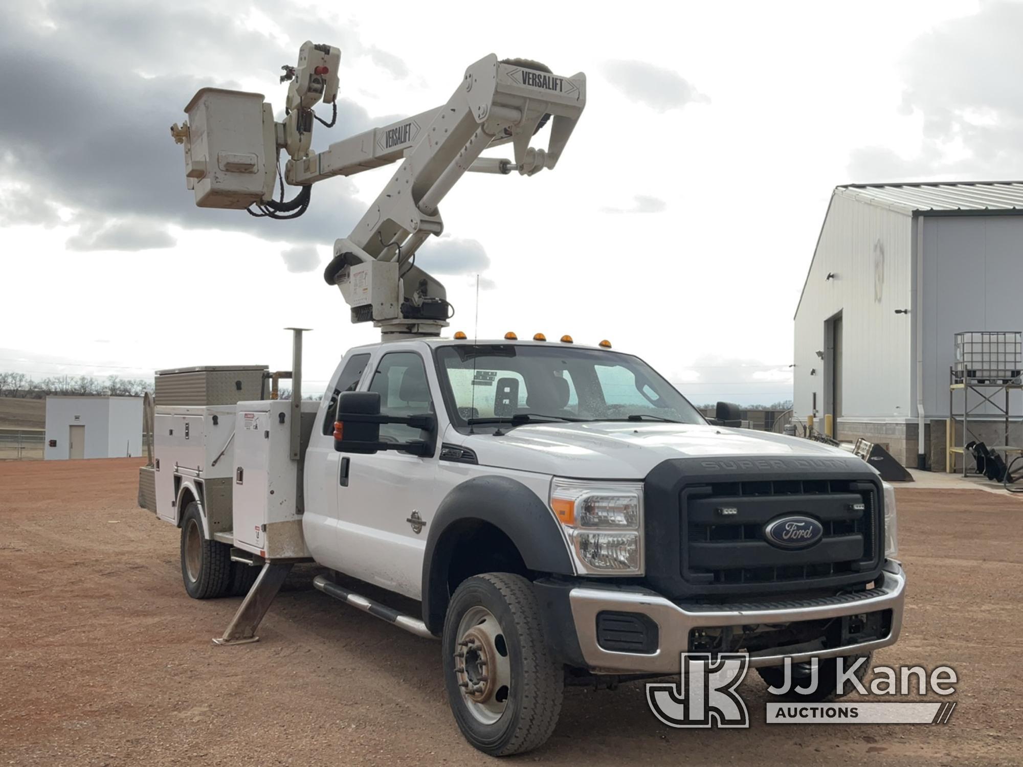 (Watford City, ND) Versalift VST-40I, Material Handling Bucket Truck mounted behind cab on 2015 Ford