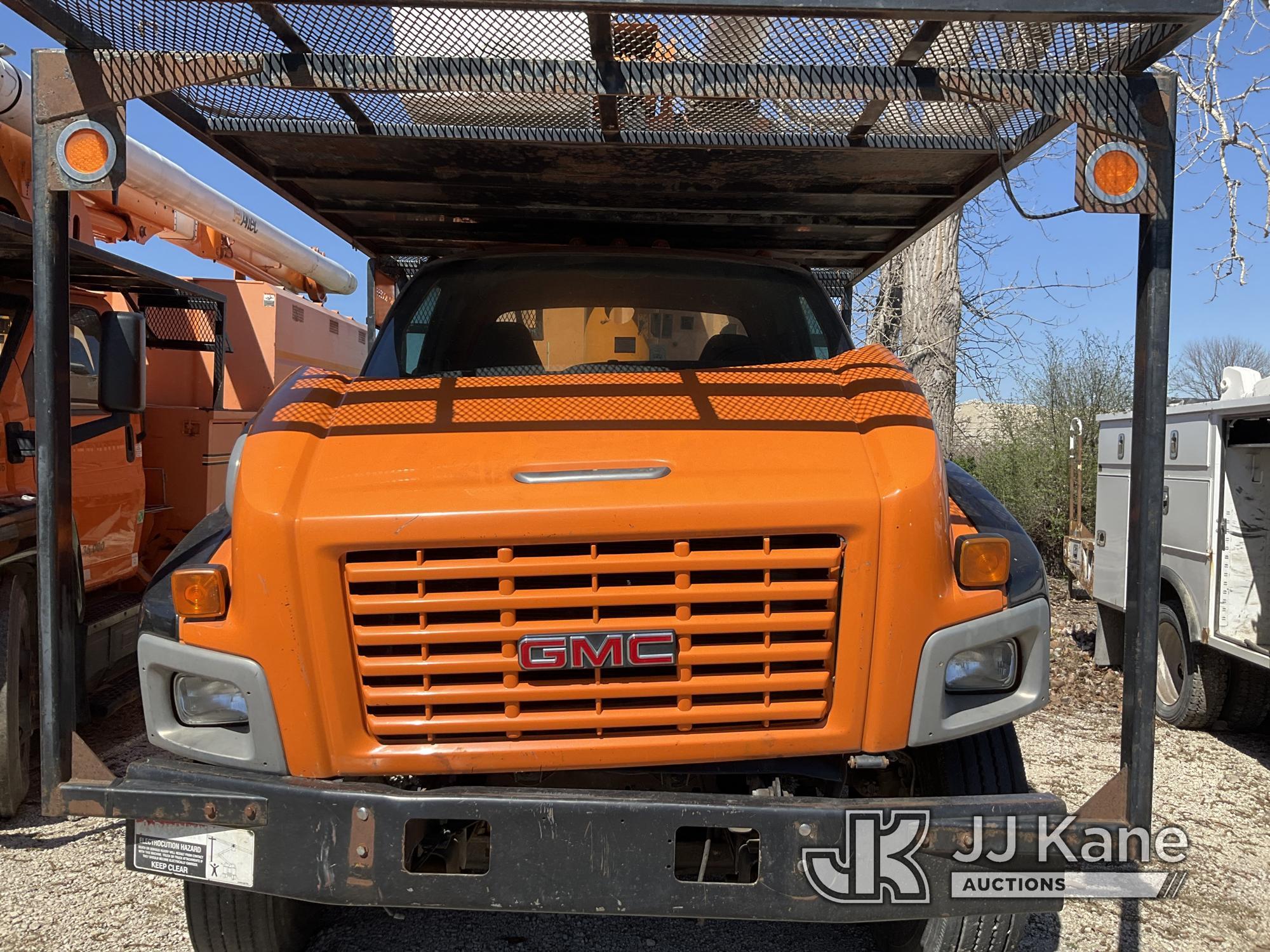 (Kansas City, MO) Altec LRV 55, Over-Center Bucket Truck mounted behind cab on 2005 GMC C7500 Chippe