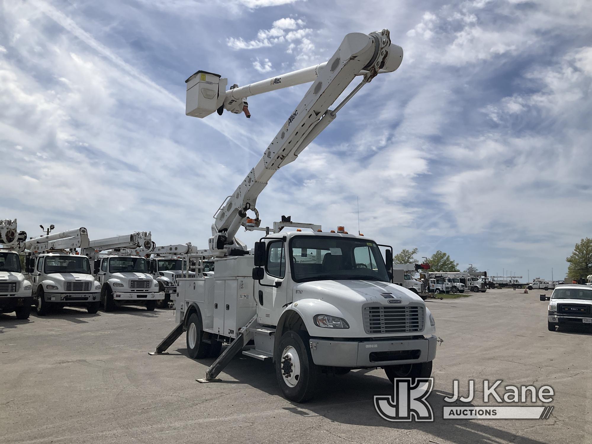 (Kansas City, MO) Altec AA55-MH, Over-Center Material Handling Bucket Truck rear mounted on 2014 Fre