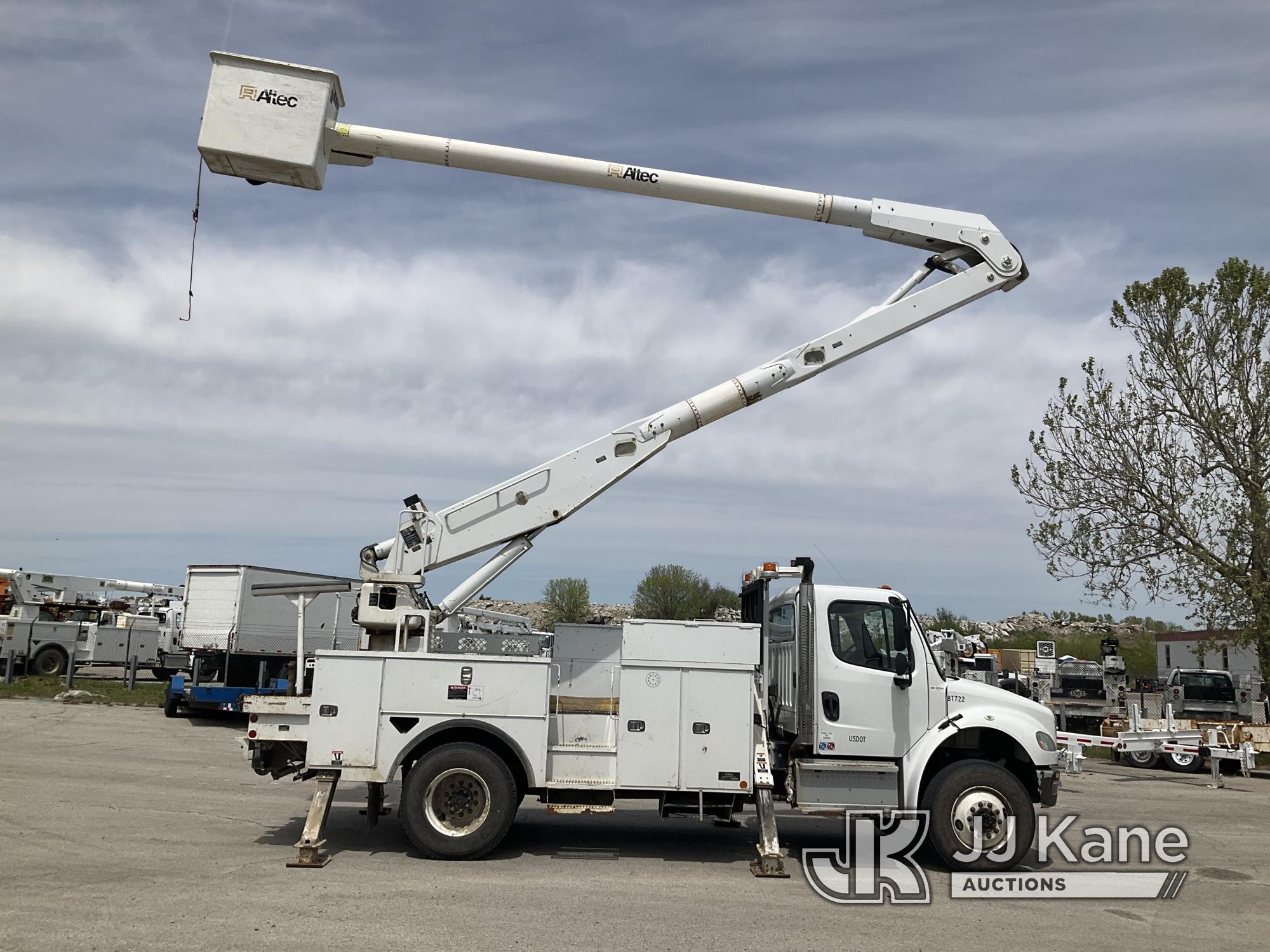 (Kansas City, MO) Altec AA755-MH, Material Handling Bucket Truck rear mounted on 2014 Freightliner M