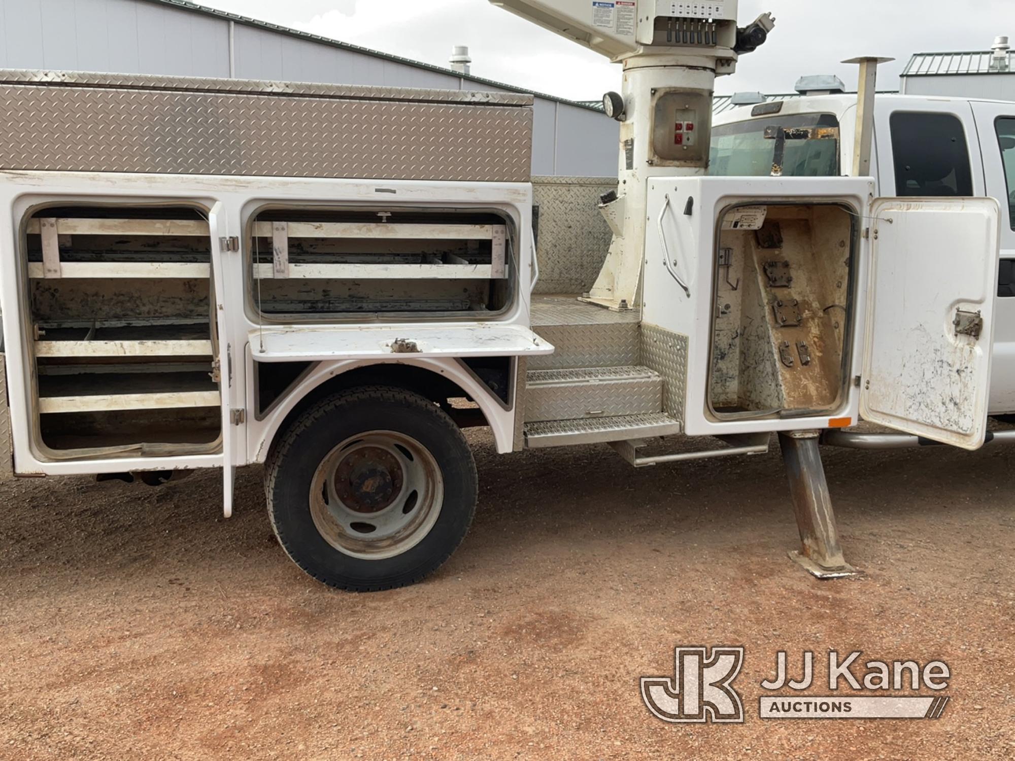 (Watford City, ND) Versalift VST-40I, Material Handling Bucket Truck mounted behind cab on 2015 Ford