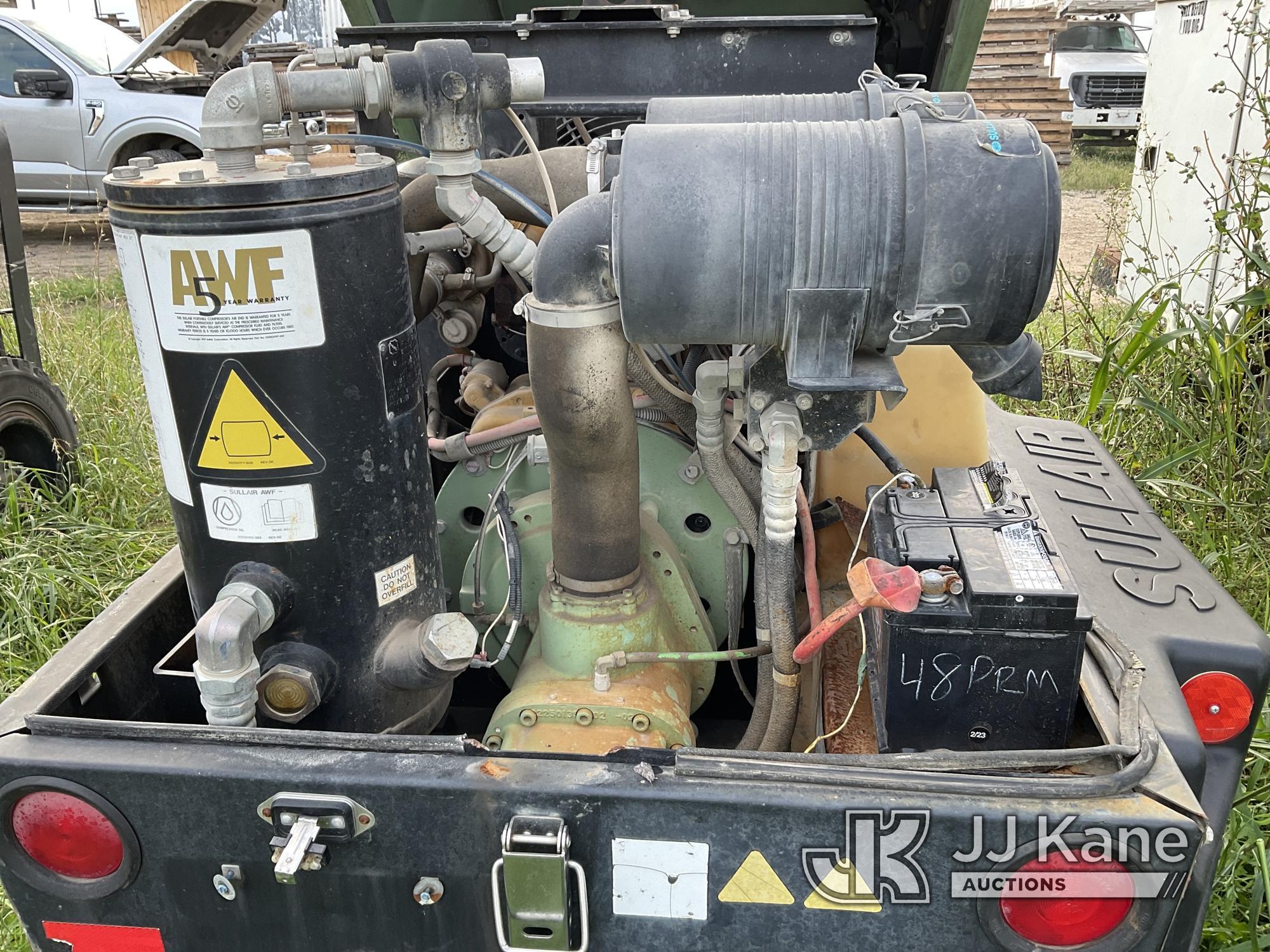 (San Antonio, TX) 2015 Sullair 185 Portable Air Compressor, trailer mtd No Title) (Jump to Start, Ru