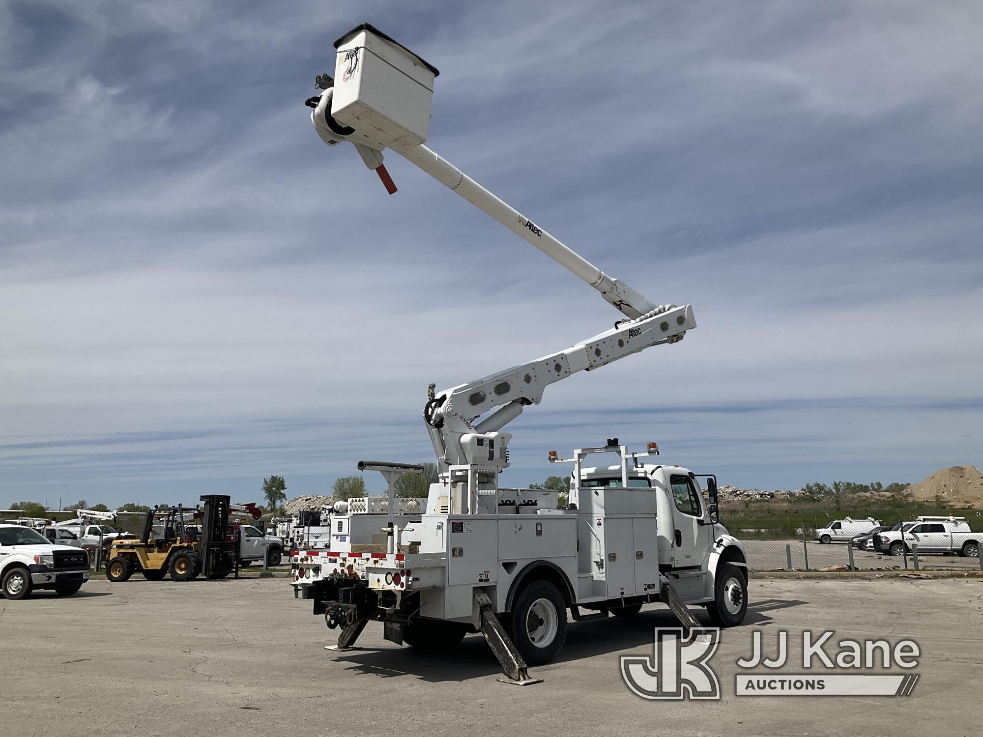 (Kansas City, MO) Altec AA55-MH, Over-Center Material Handling Bucket Truck rear mounted on 2014 Fre