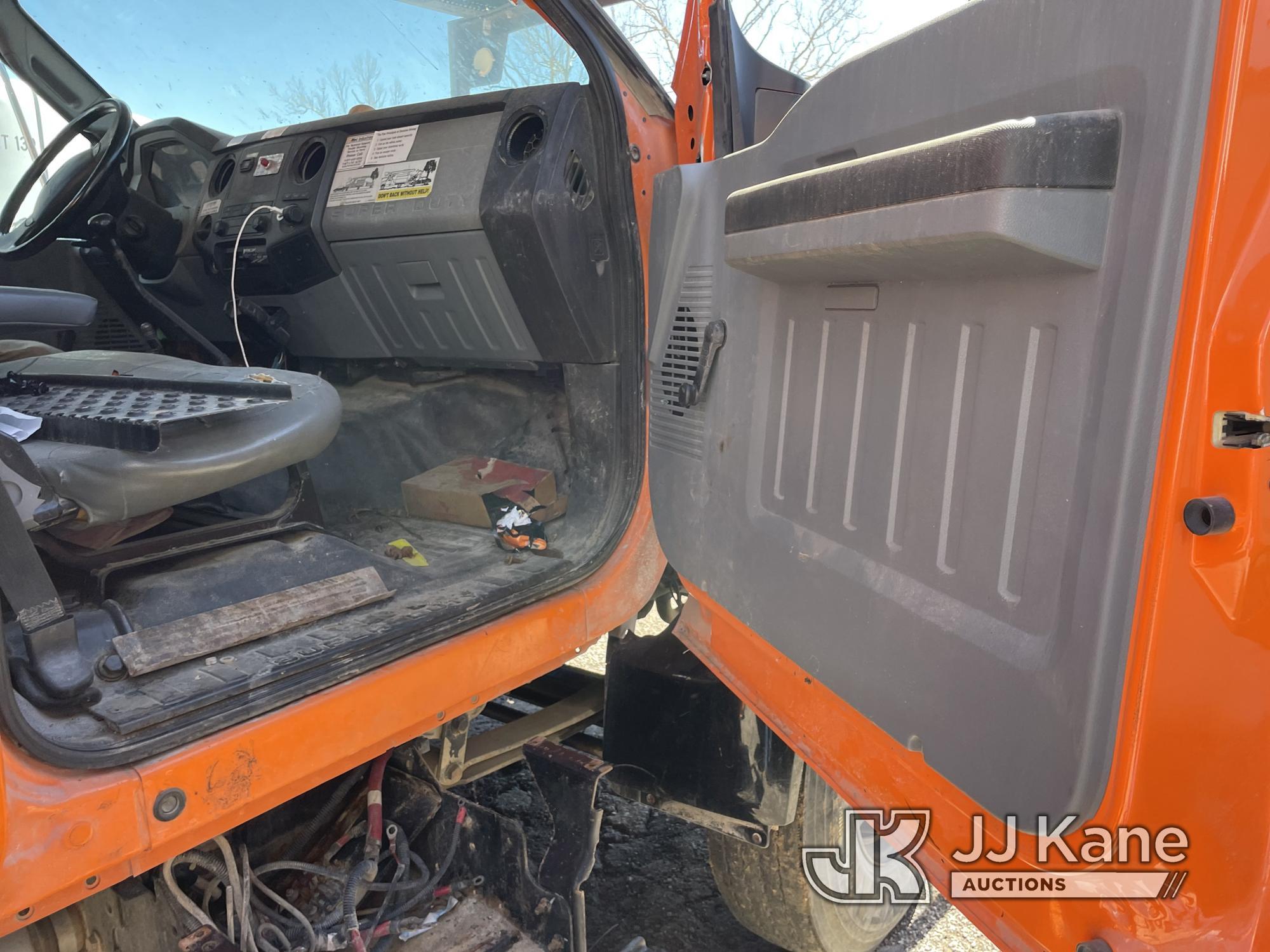 (Kansas City, MO) Altec LR756, Over-Center Bucket Truck mounted behind cab on 2013 Ford F750 Chipper