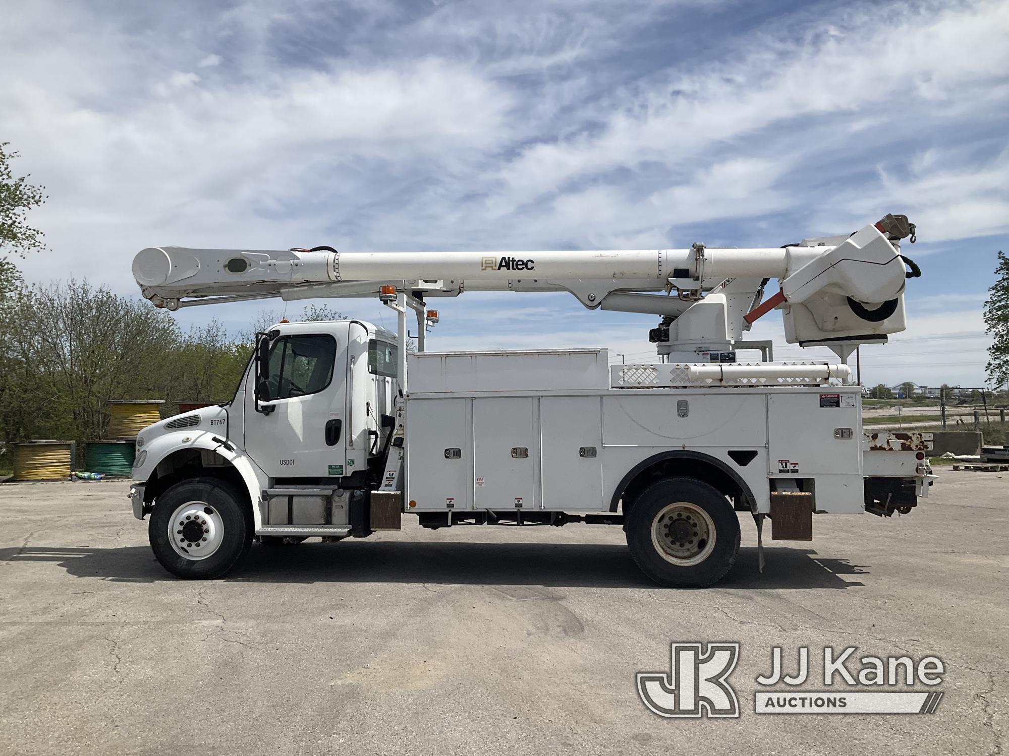 (Kansas City, MO) Altec AA55-MH, Over-Center Material Handling Bucket Truck rear mounted on 2014 Fre